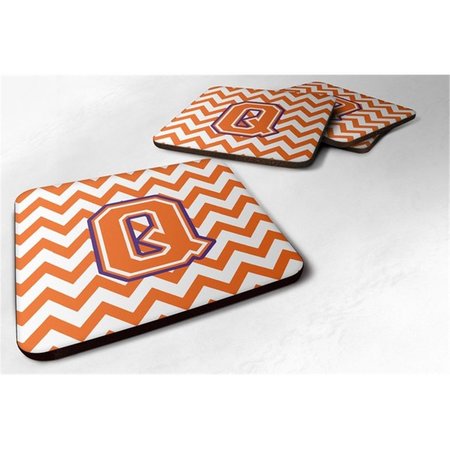 CAROLINES TREASURES Letter Q Chevron Orange and Regalia Foam Coaster, Set of 4 CJ1062-QFC